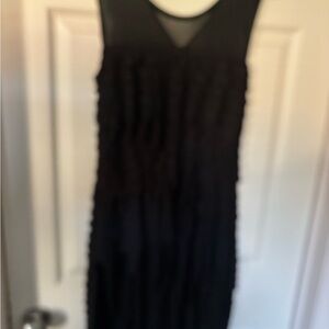 Black Sleeveless V-Neck Sheath Midi Dress